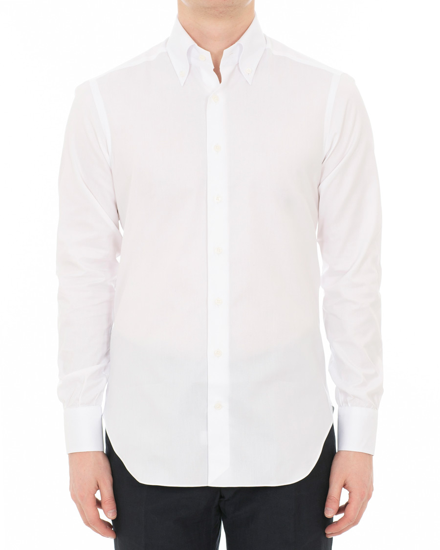 Hombres | Camisas | Berg&Berg | Frithof Handmade Button Down Cotton Shirt White