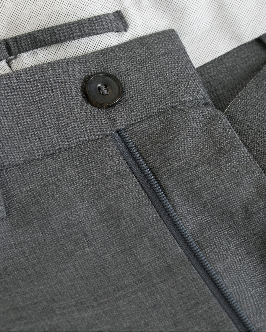 Hombres | Pantalones | Berg&Berg | Arnold Pleated Side Adjuster Wool Trousers Grey