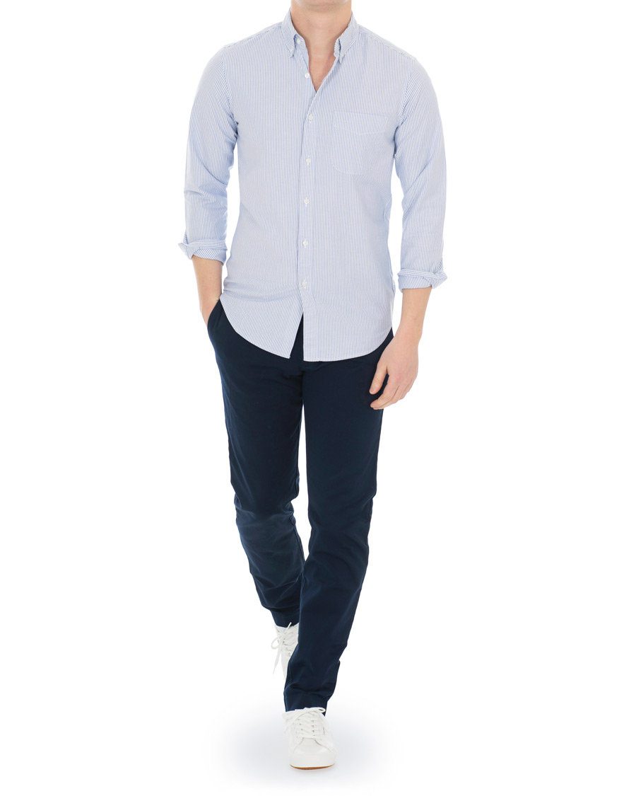 Hombres | Camisas | J.Crew | Slim Fit Stretch Oxford University Stripe Shirt Blue