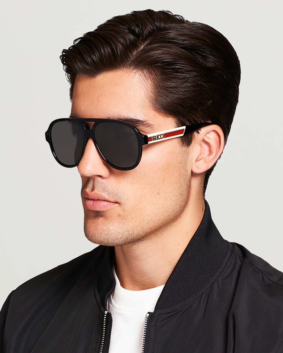 Hombres | Gucci GG0463S Sunglasses Black/White/Grey | Gucci | GG0463S Sunglasses Black/White/Grey