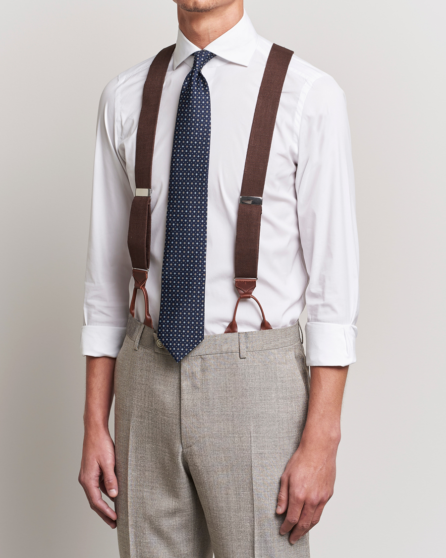 Hombres | Stylesegment formal | Albert Thurston | Linen Braces 38mm Brown