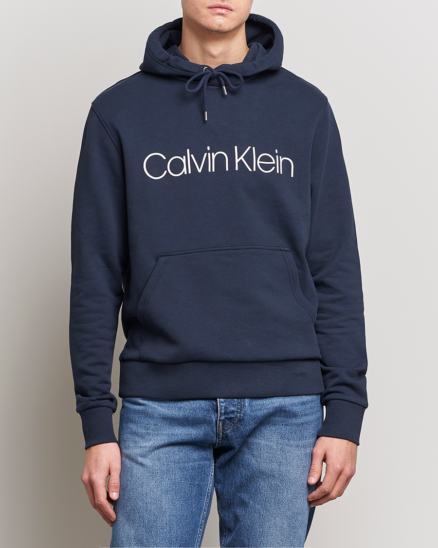 Hombres |  | Calvin Klein | Front Logo Hoodie Navy