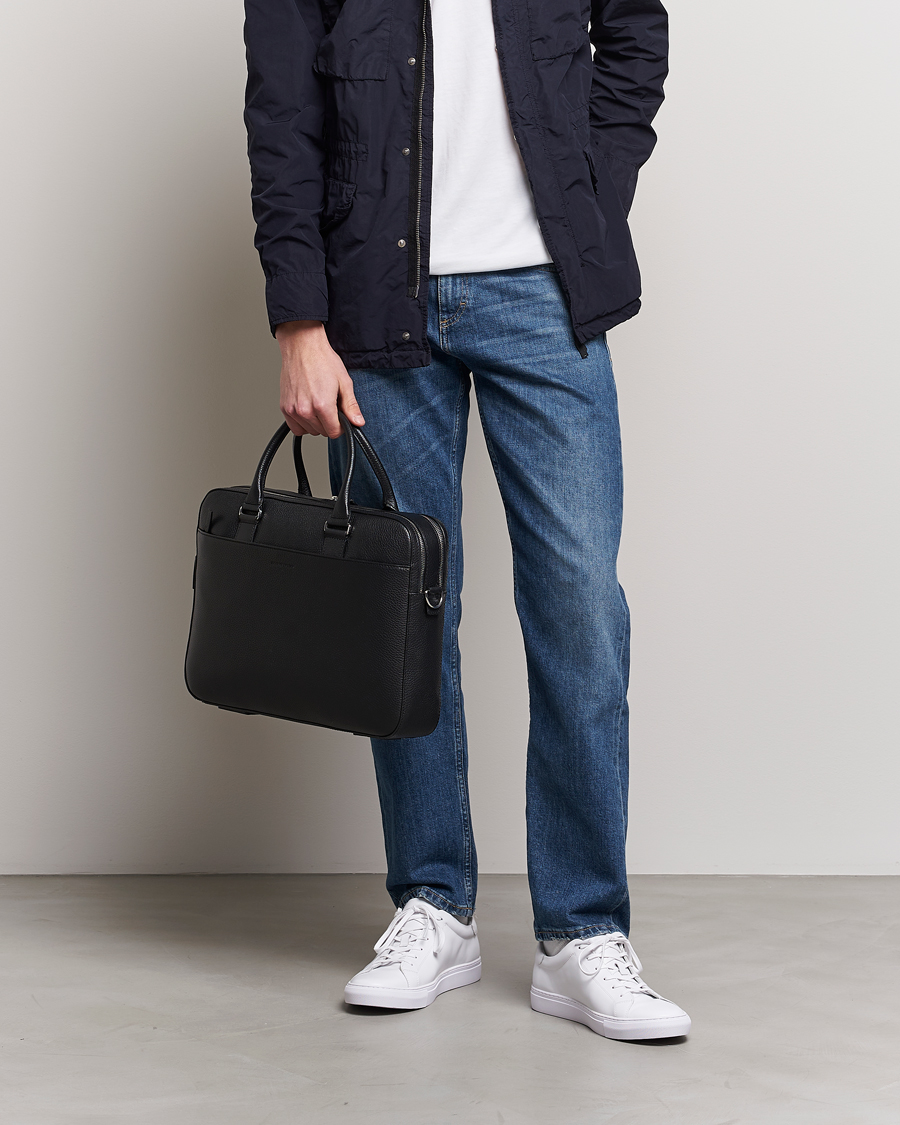 Hombres | Bolsos | Tiger of Sweden | Burin Grained Leather Breifcase Black