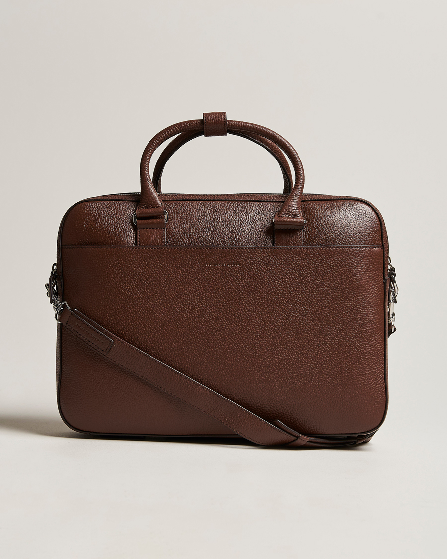 Hombres | Bolsos | Tiger of Sweden | Burin Grained Leather Briefcase Brown
