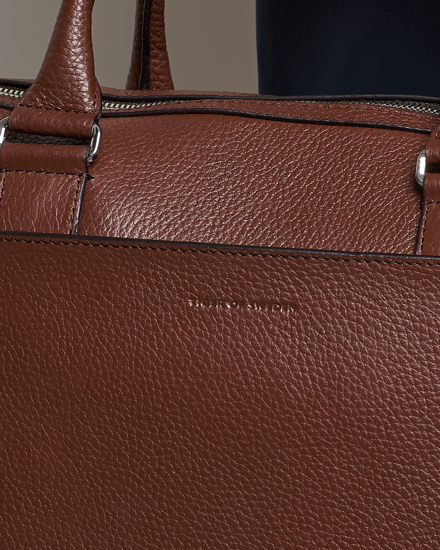 Hombres | Bolsos | Tiger of Sweden | Burin Grained Leather Briefcase Brown