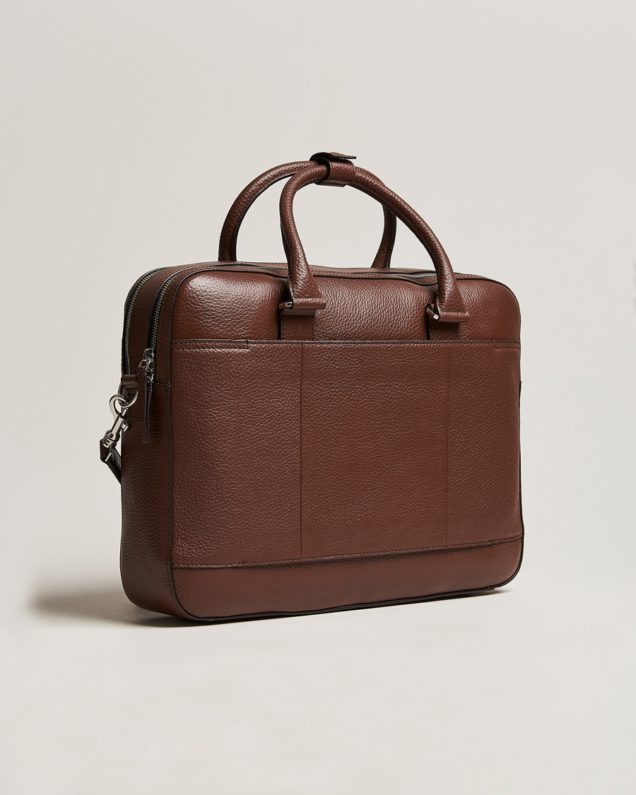 Hombres | Bolsos | Tiger of Sweden | Burin Grained Leather Briefcase Brown