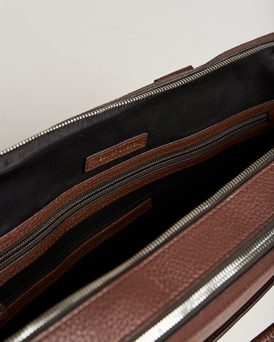 Hombres | Bolsos | Tiger of Sweden | Burin Grained Leather Briefcase Brown
