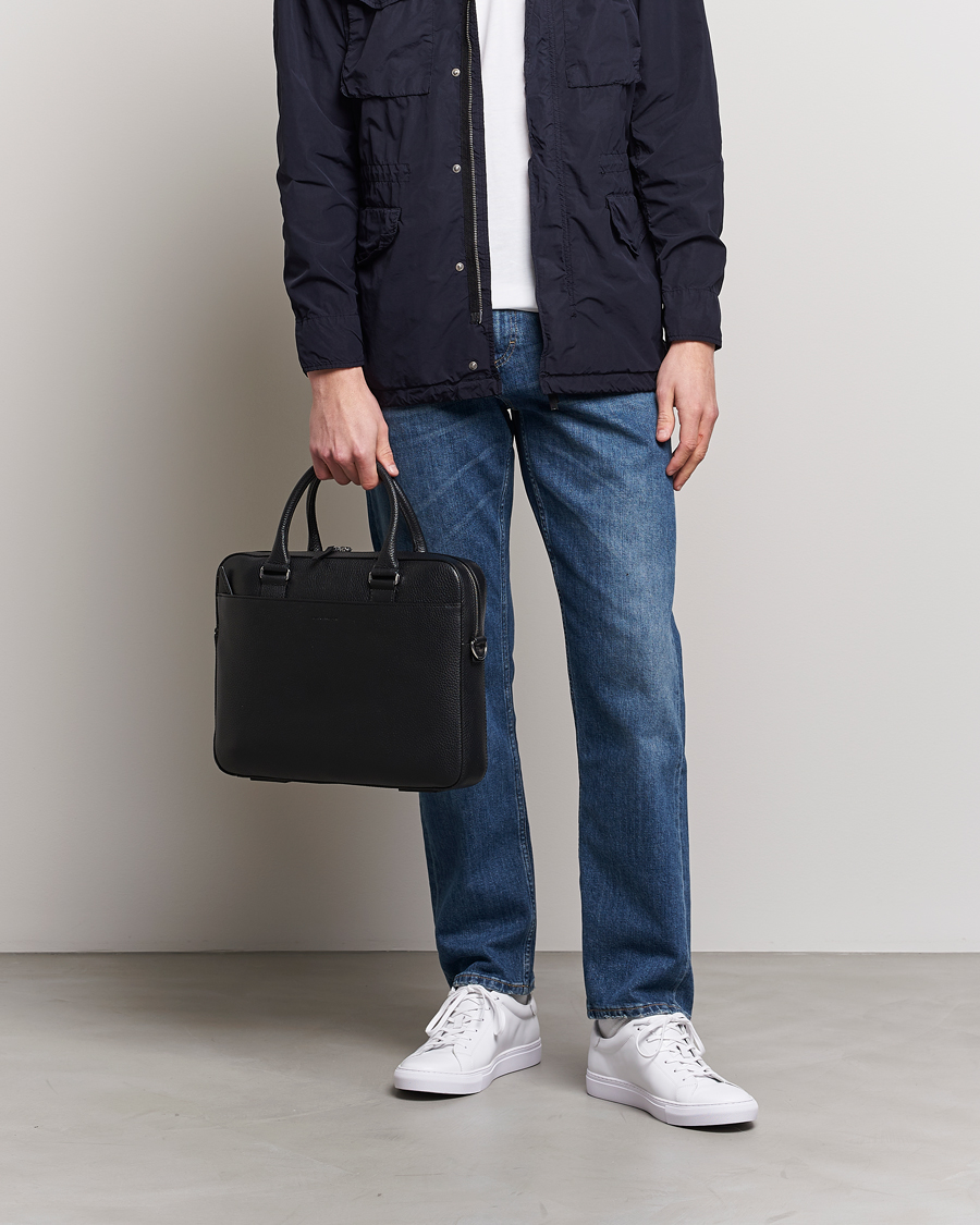 Hombres | Bolsos | Tiger of Sweden | Bosun Grained Leather Briefcase Black