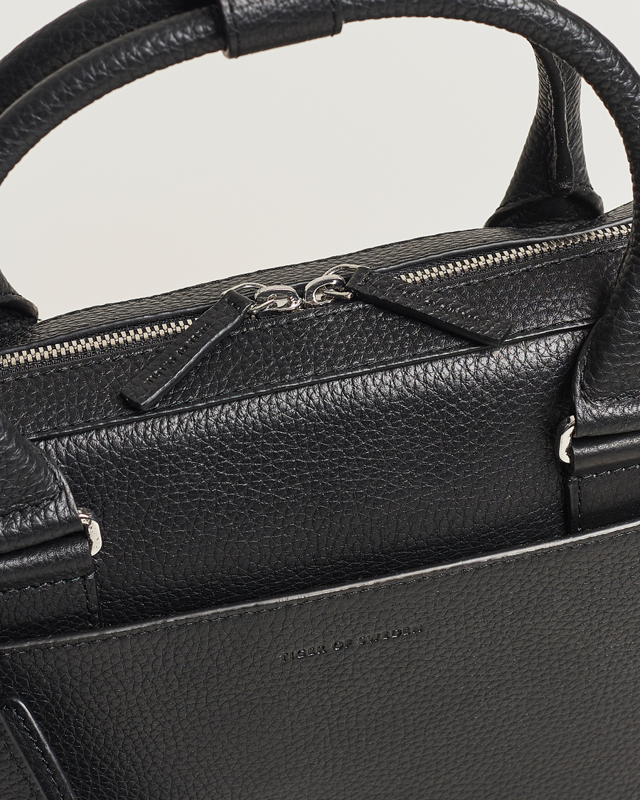 Hombres | Bolsos | Tiger of Sweden | Bosun Grained Leather Briefcase Black