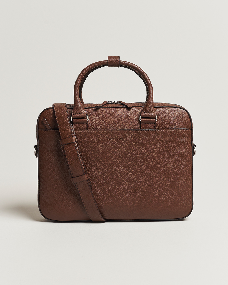 Hombres | Bolsos | Tiger of Sweden | Bosun Grained Leather Briefcase Brown