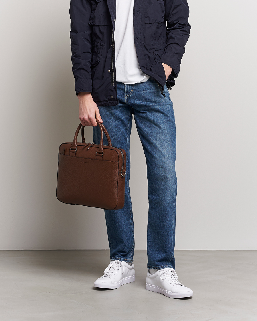 Hombres | Bolsos | Tiger of Sweden | Bosun Grained Leather Briefcase Brown