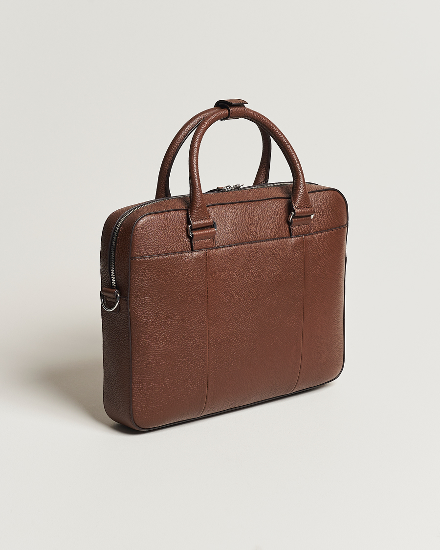 Hombres | Bolsos | Tiger of Sweden | Bosun Grained Leather Briefcase Brown