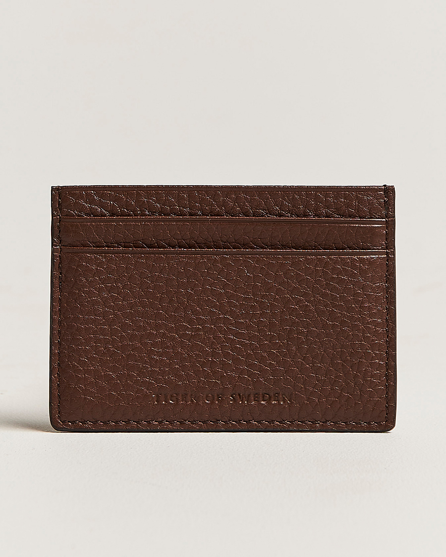 Hombres | Billeteras | Tiger of Sweden | Wake Grained Leather Cardholder Brown