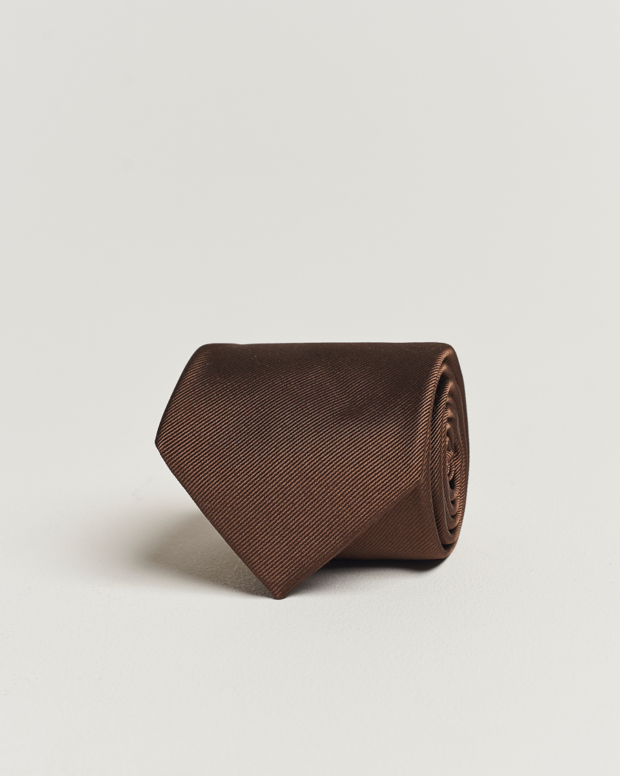 Hombres | Corbatas | Amanda Christensen | Plain Classic Tie 8 cm Brown