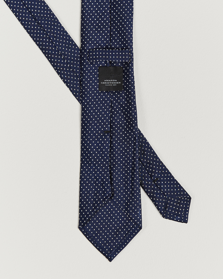 Hombres | Corbatas | Amanda Christensen | Micro Dot Classic Tie 8 cm Navy/White