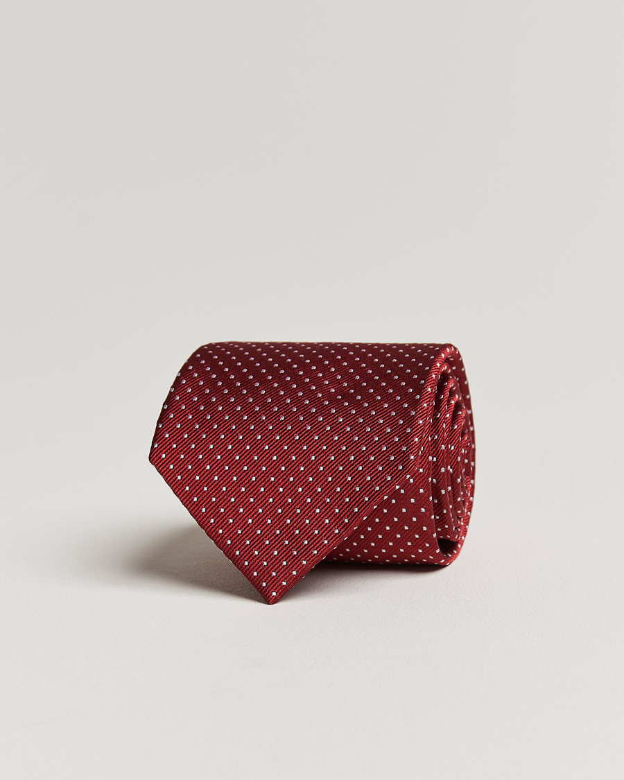 Hombres | Corbatas | Amanda Christensen | Micro Dot Classic Tie 8 cm Wine/White