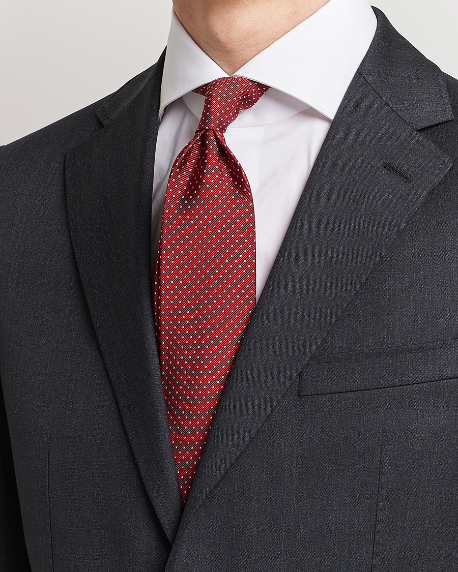 Hombres | Corbatas | Amanda Christensen | Micro Dot Classic Tie 8 cm Wine/White
