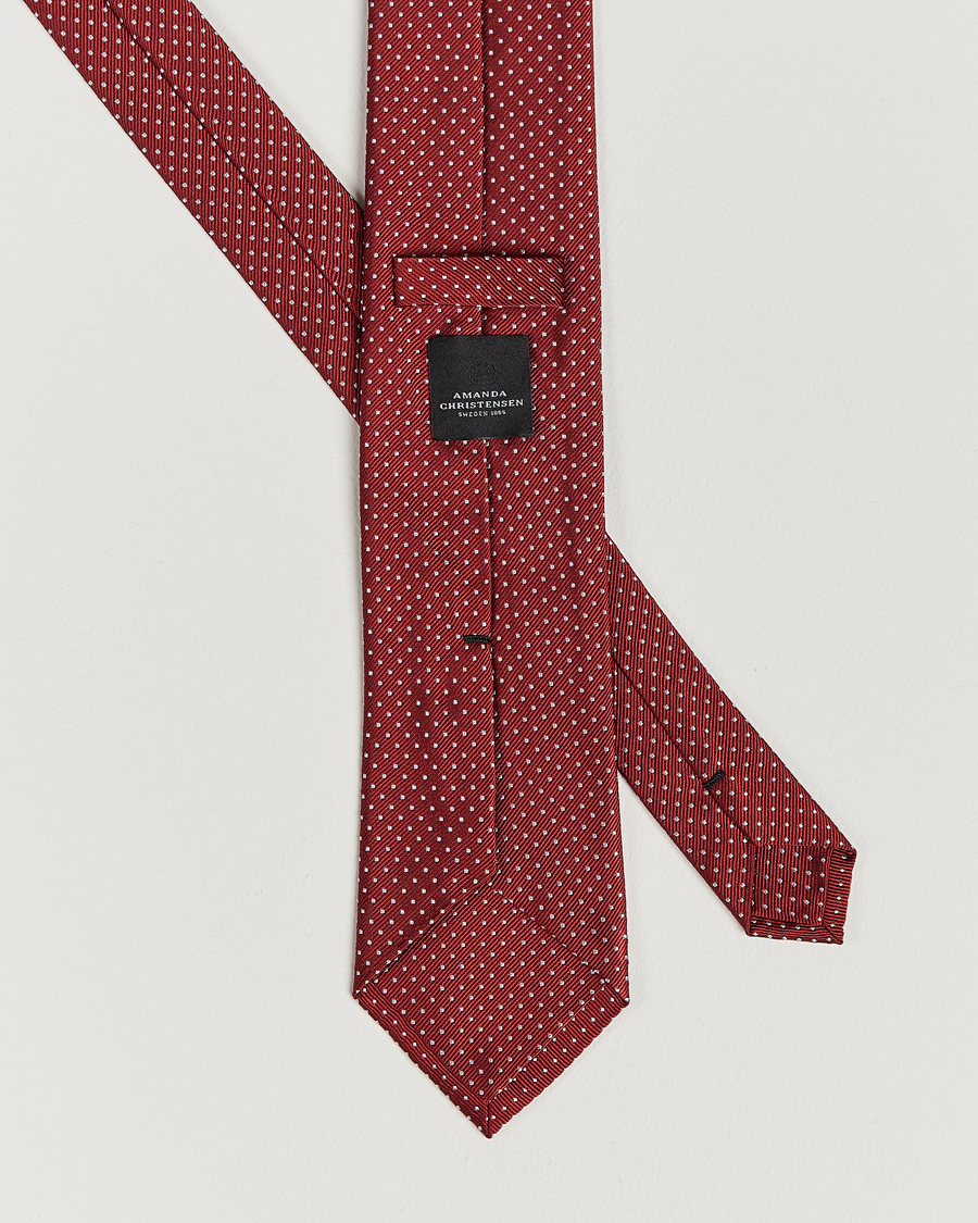 Hombres | Corbatas | Amanda Christensen | Micro Dot Classic Tie 8 cm Wine/White