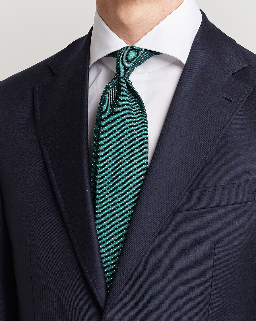 Hombres | Corbatas | Amanda Christensen | Micro Dot Classic Tie 8 cm Green/White