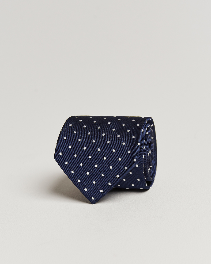 Hombres | Corbatas | Amanda Christensen | Dot Classic Tie 8 cm Navy/White