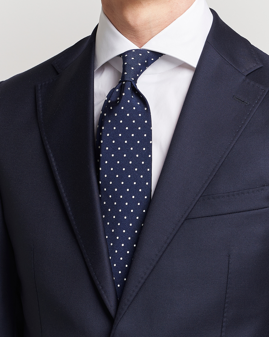 Hombres | Corbatas | Amanda Christensen | Dot Classic Tie 8 cm Navy/White