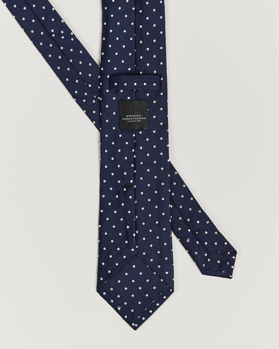 Hombres | Corbatas | Amanda Christensen | Dot Classic Tie 8 cm Navy/White