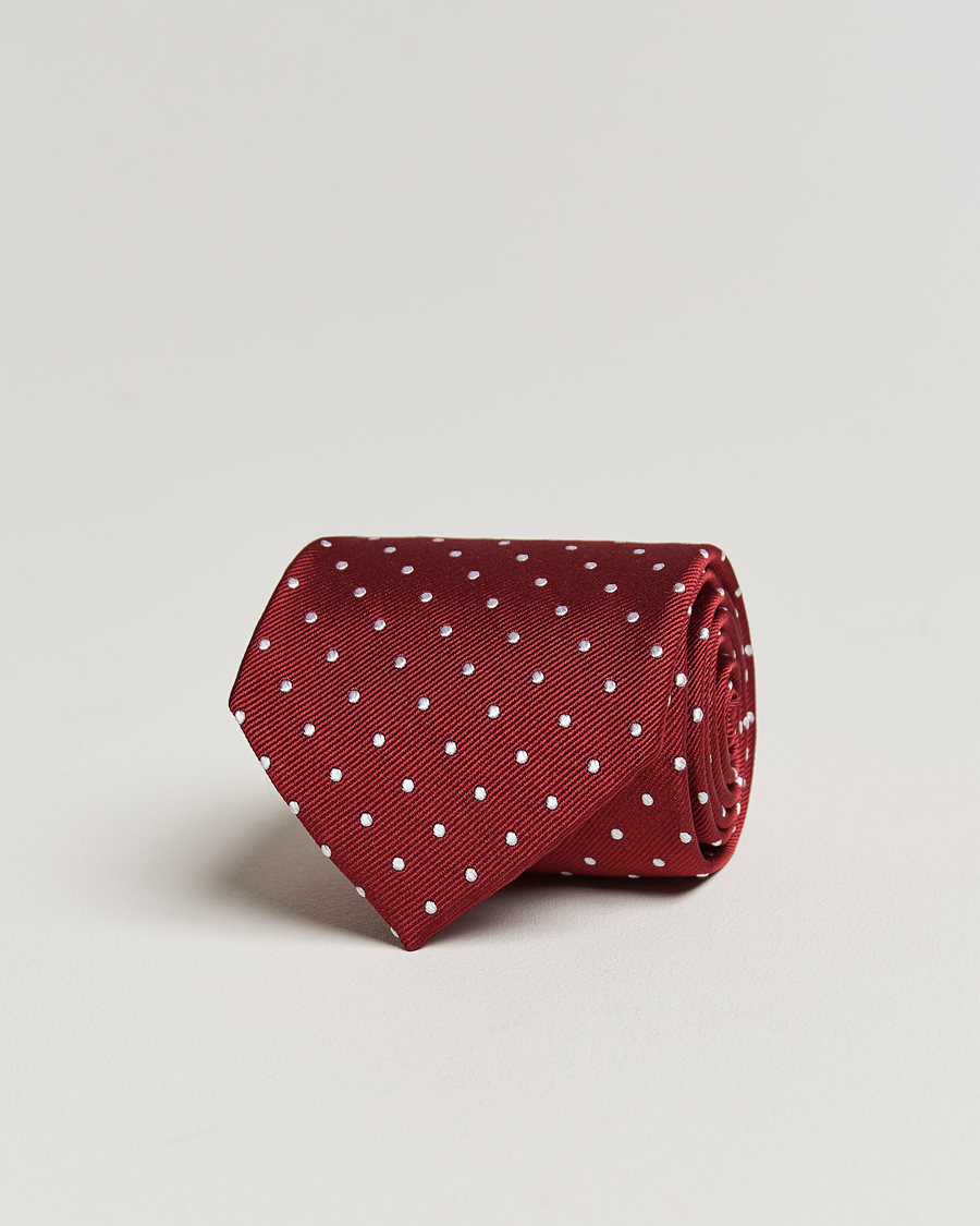Hombres | Corbatas | Amanda Christensen | Dot Classic Tie 8 cm Wine/White