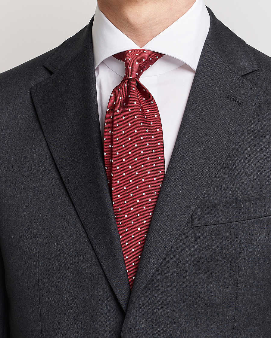 Hombres | Corbatas | Amanda Christensen | Dot Classic Tie 8 cm Wine/White