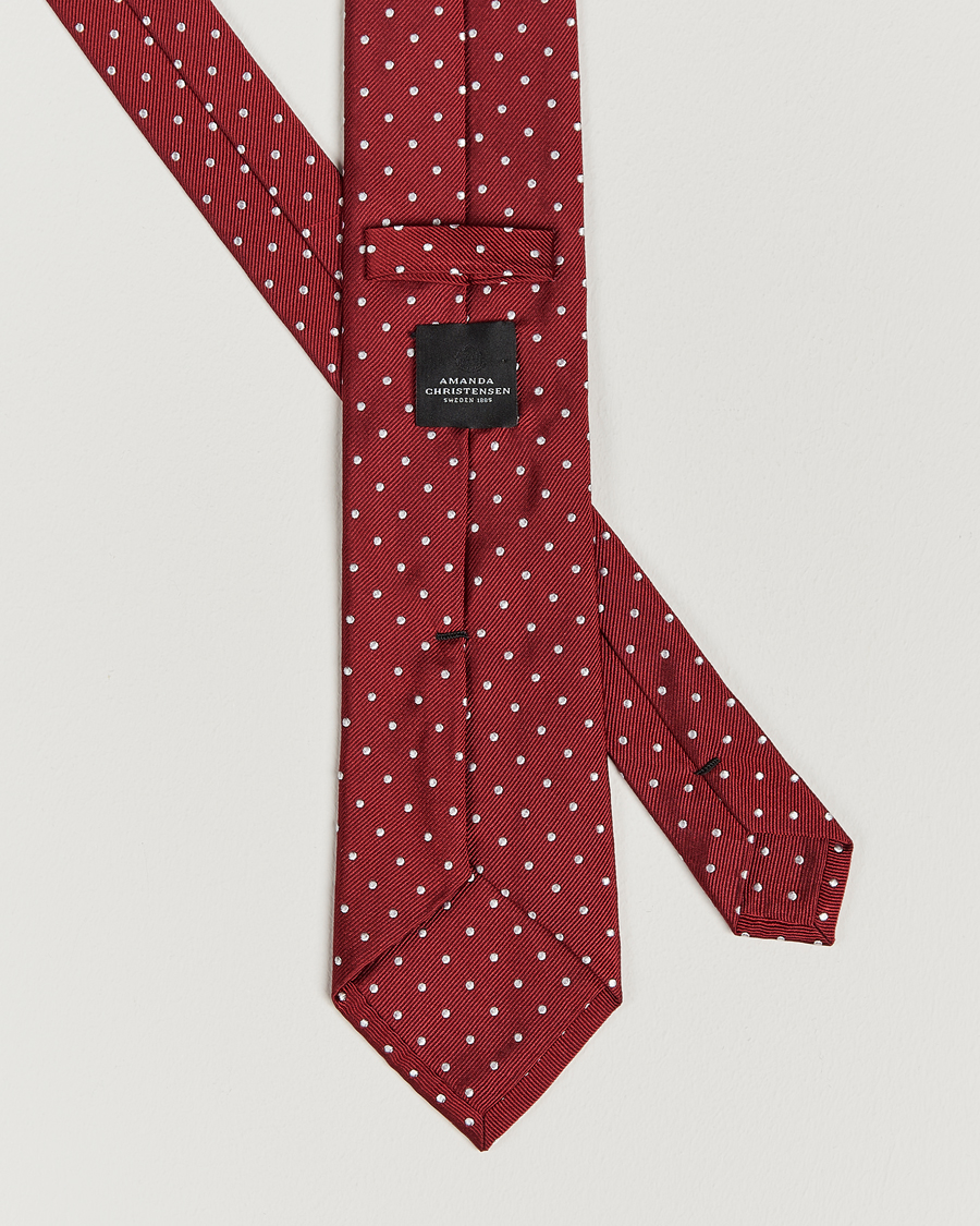 Hombres | Amanda Christensen Dot Classic Tie 8 cm Wine/White | Amanda Christensen | Dot Classic Tie 8 cm Wine/White
