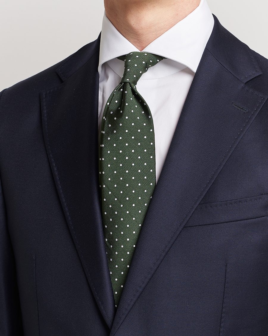 Hombres | Business casual | Amanda Christensen | Dot Classic Tie 8 cm Green/White