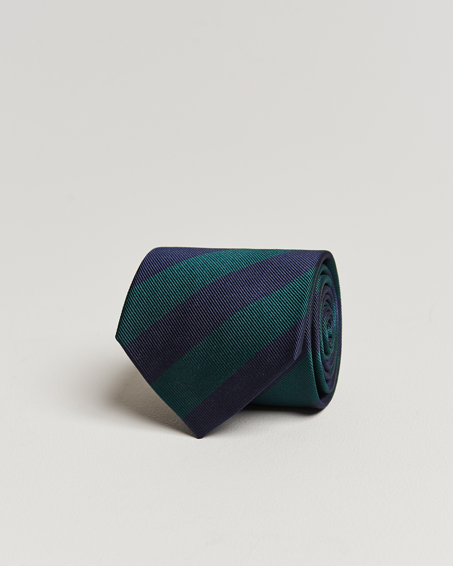 Hombres | Corbatas | Amanda Christensen | Regemental Stripe Classic Tie 8 cm Green/Navy