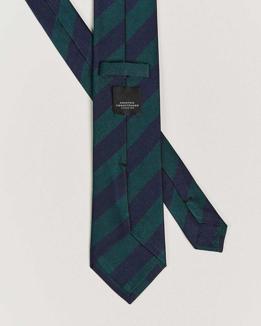 Hombres | Corbatas | Amanda Christensen | Regemental Stripe Classic Tie 8 cm Green/Navy