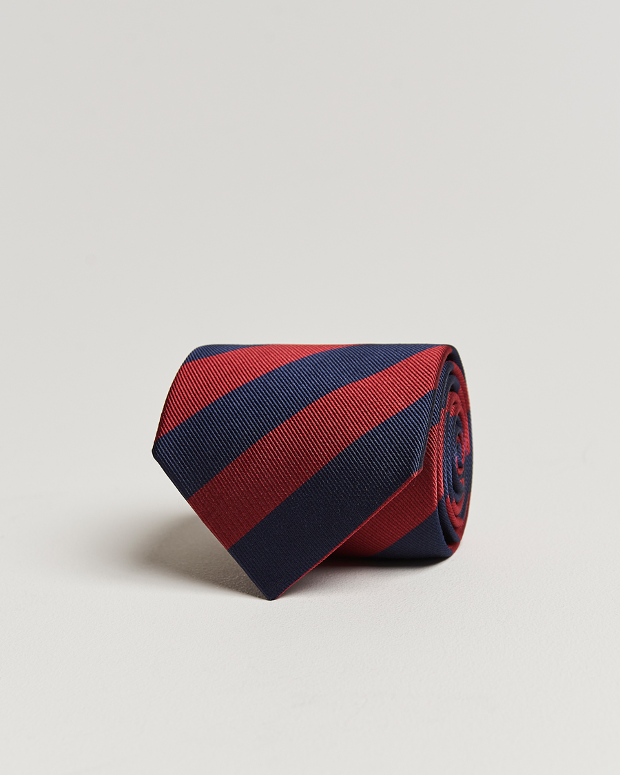 Hombres | Amanda Christensen Regemental Stripe Classic Tie 8 cm Wine/Navy | Amanda Christensen | Regemental Stripe Classic Tie 8 cm Wine/Navy