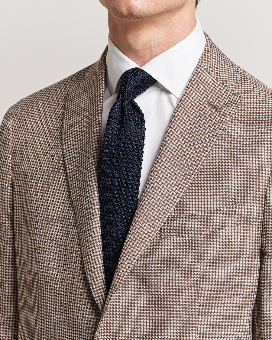 Hombres | Business casual | Amanda Christensen | Knitted Silk Tie 6 cm Navy