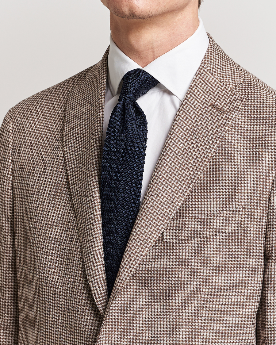 Hombres | Corbatas | Amanda Christensen | Knitted Silk Tie 6 cm Navy
