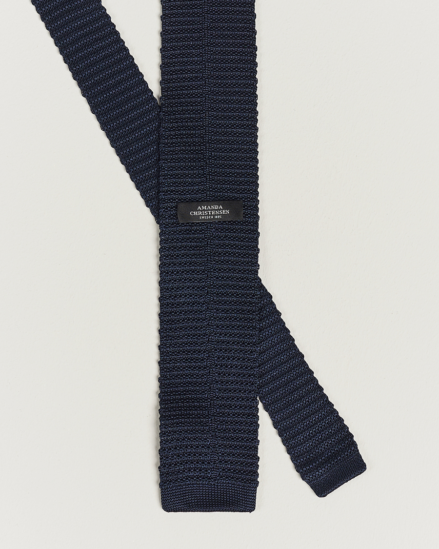 Hombres | Corbatas | Amanda Christensen | Knitted Silk Tie 6 cm Navy