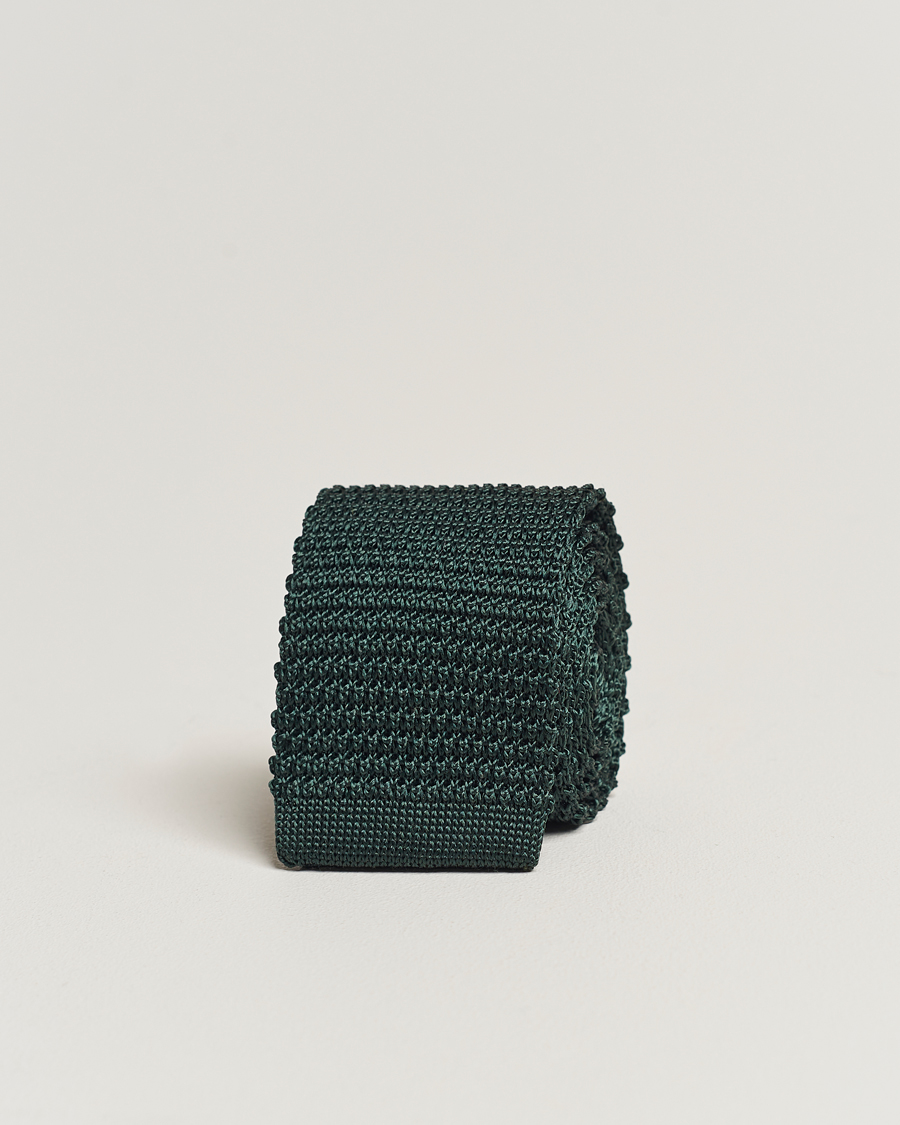 Hombres | Corbatas | Amanda Christensen | Knitted Silk Tie 6 cm Green