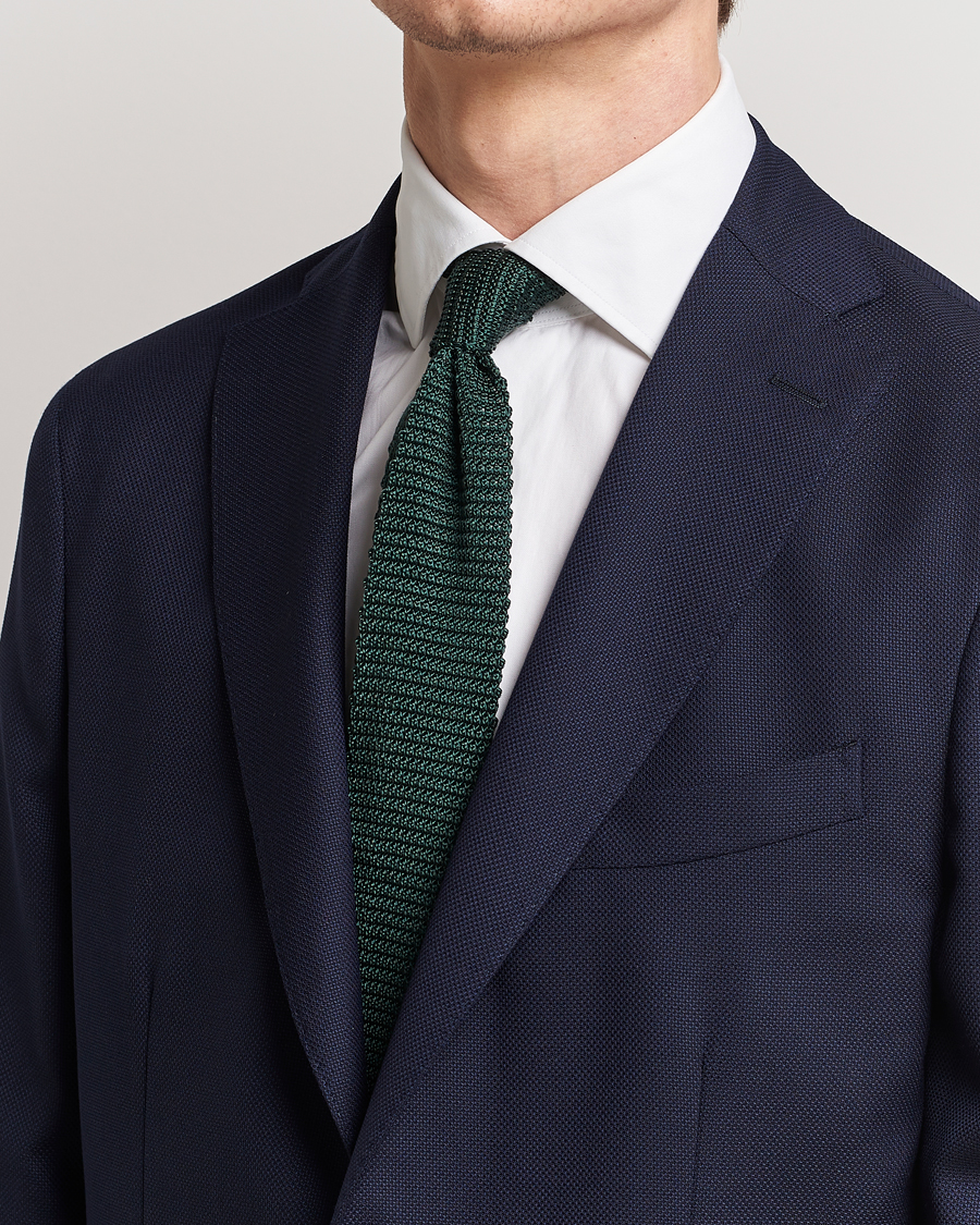 Hombres | Corbatas | Amanda Christensen | Knitted Silk Tie 6 cm Green