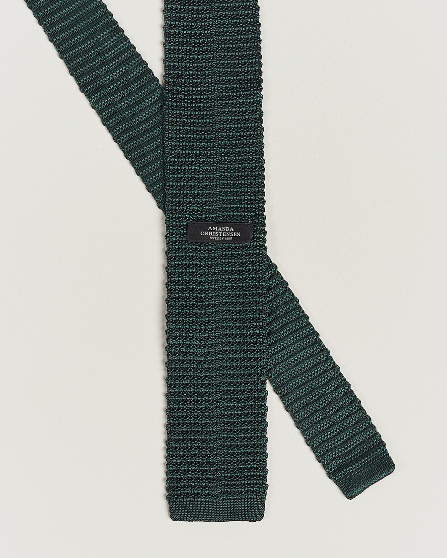 Hombres | Corbatas | Amanda Christensen | Knitted Silk Tie 6 cm Green