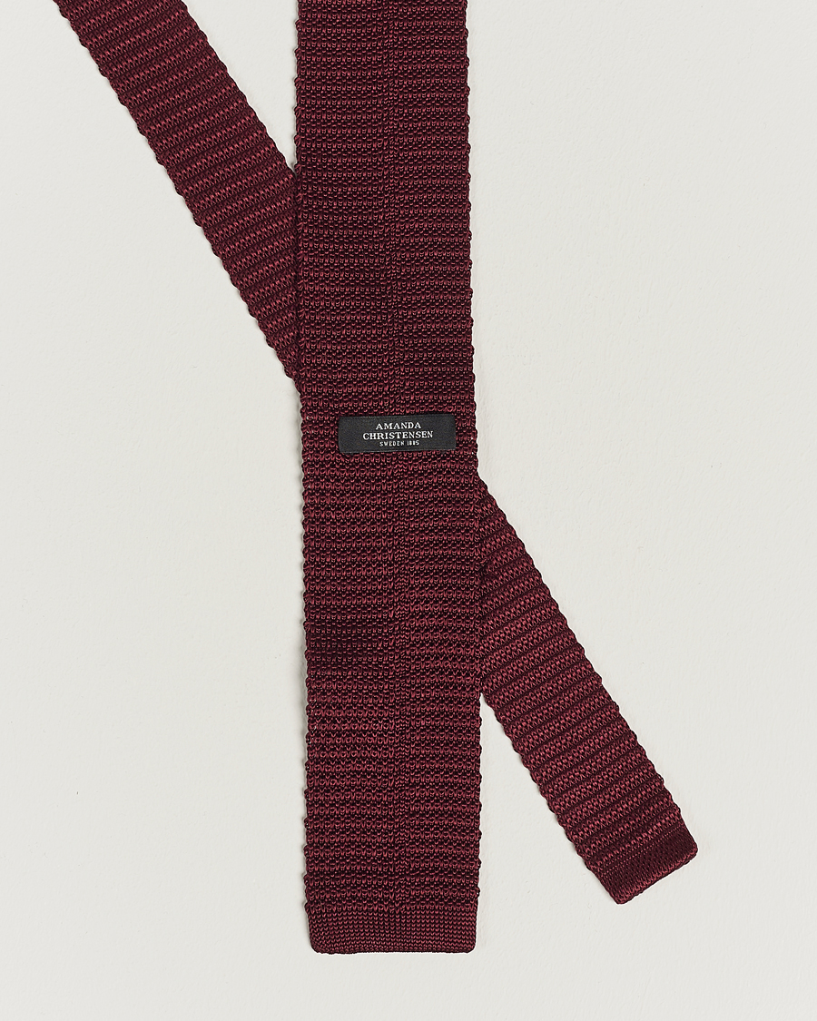 Hombres | Corbatas | Amanda Christensen | Knitted Silk Tie 6 cm Wine Red