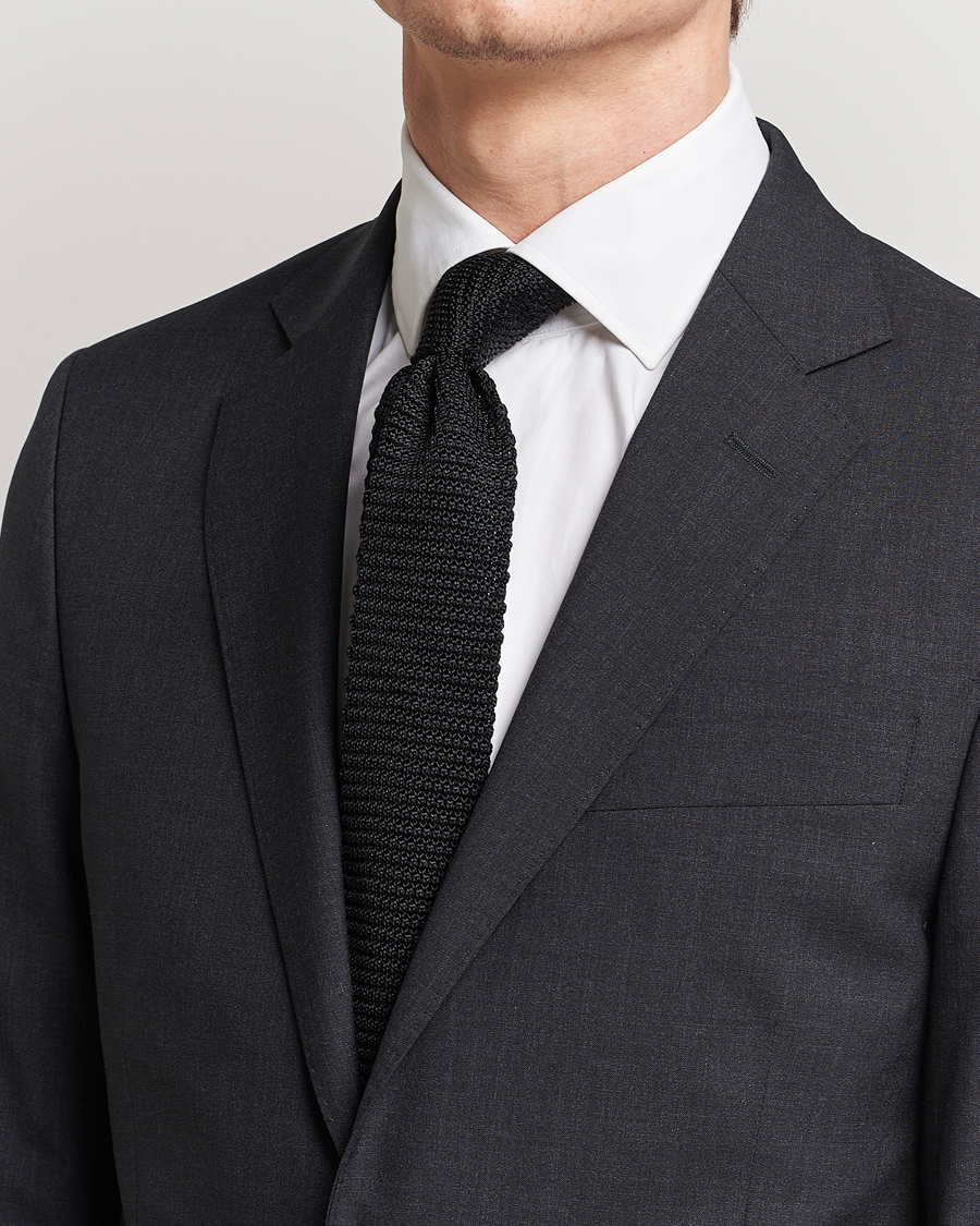 Hombres | Corbatas | Amanda Christensen | Knitted Silk Tie 6 cm Black