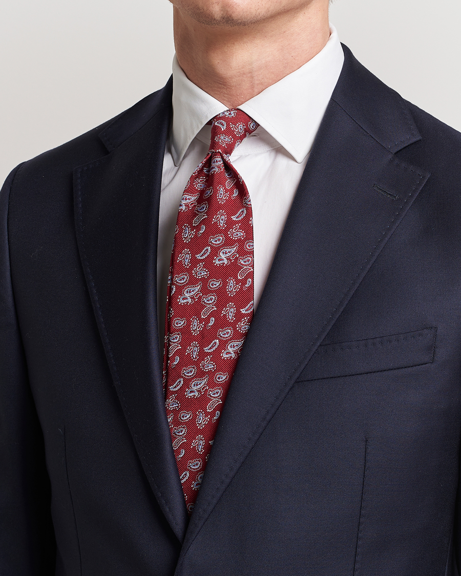 Hombres | Elegante casual | Amanda Christensen | Paisley Woven Silk Tie 8 cm Wine Red