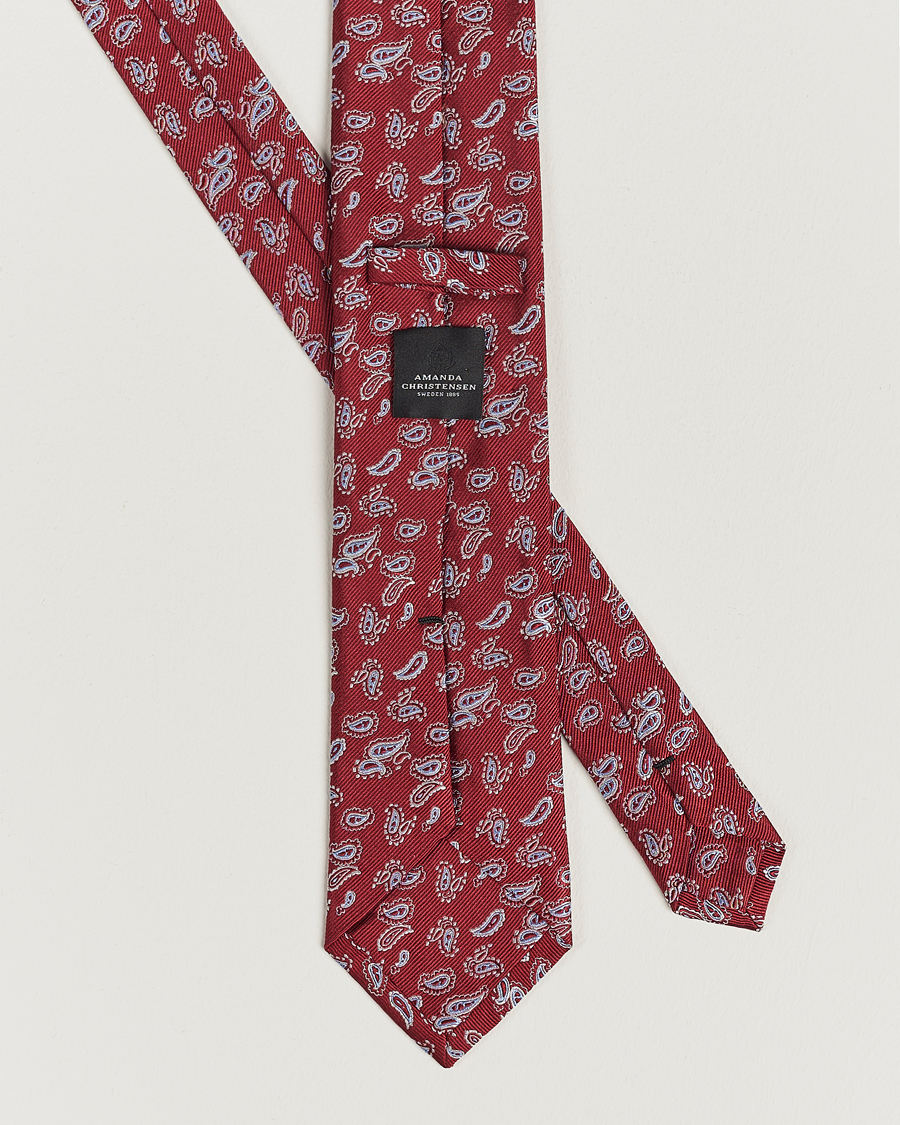 Hombres | Corbatas | Amanda Christensen | Paisley Woven Silk Tie 8 cm Wine Red