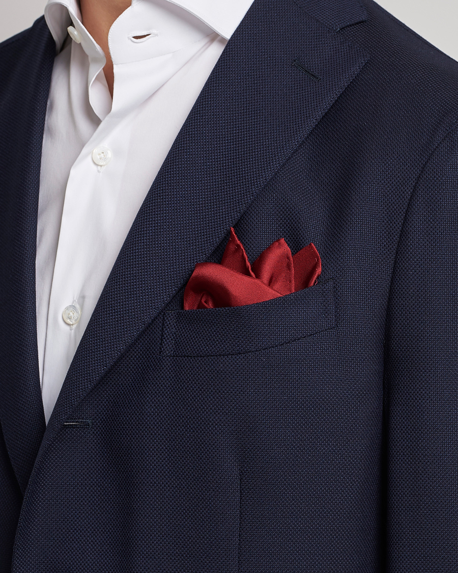 Hombres | Pañuelos de bolsillo | Amanda Christensen | Handkercheif Silk Wine Red