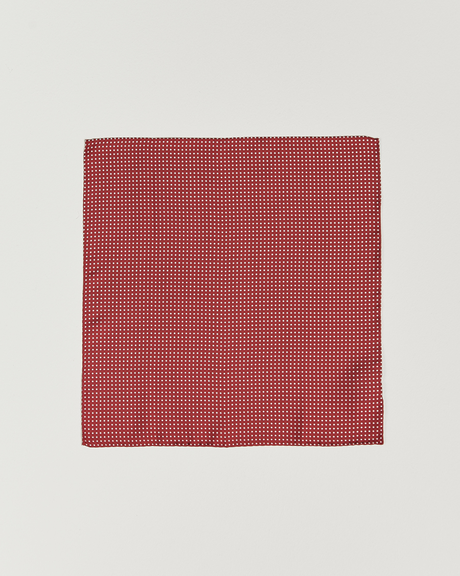 Hombres | Pañuelos de bolsillo | Amanda Christensen | Handkerchief Dot Silk Wine Red