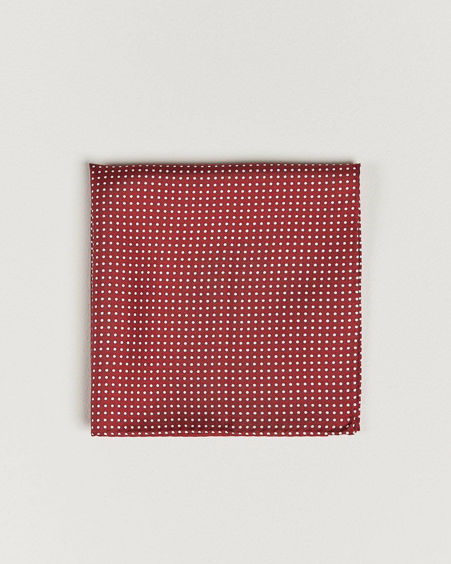 Hombres | Pañuelos de bolsillo | Amanda Christensen | Handkerchief Dot Silk Wine Red