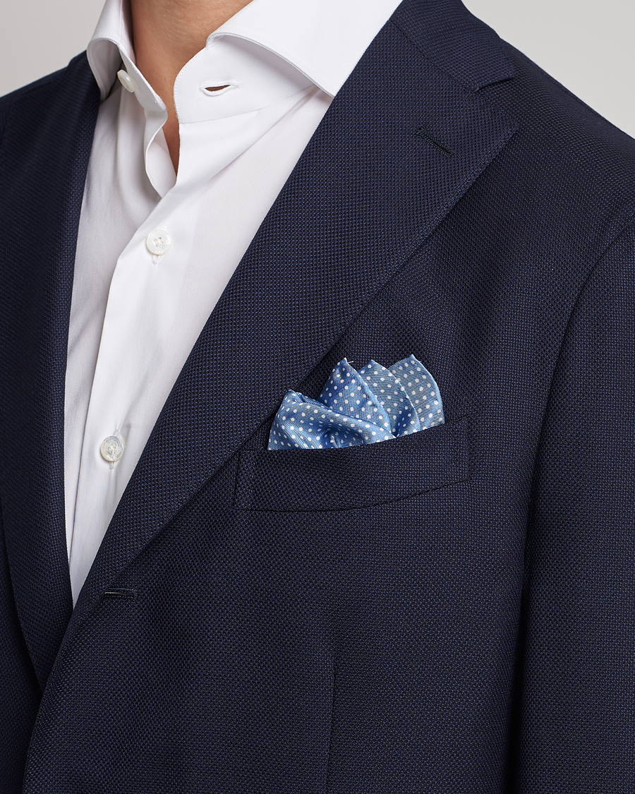Hombres | Pañuelos de bolsillo | Amanda Christensen | Handkerchief Dot Silk Sky Blue