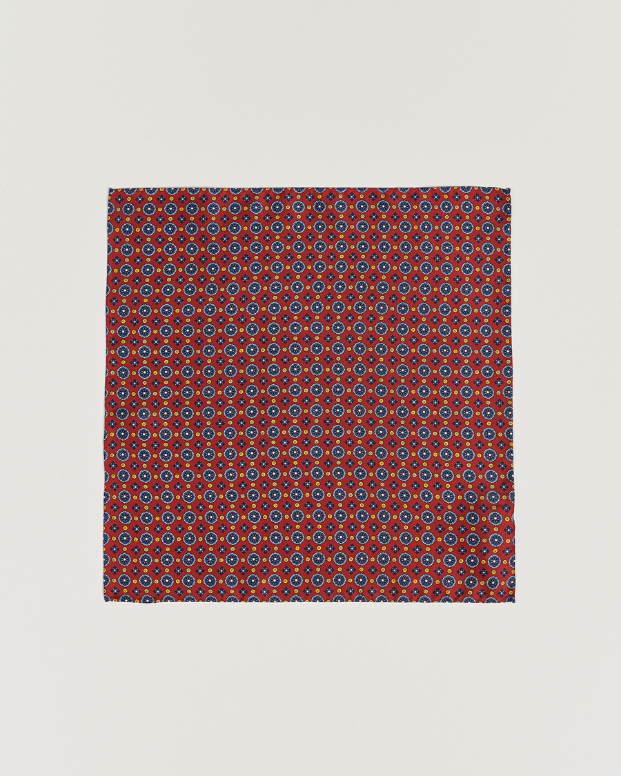 Hombres | Pañuelos de bolsillo | Amanda Christensen | Medallion Silk Pocket Square Wine Red