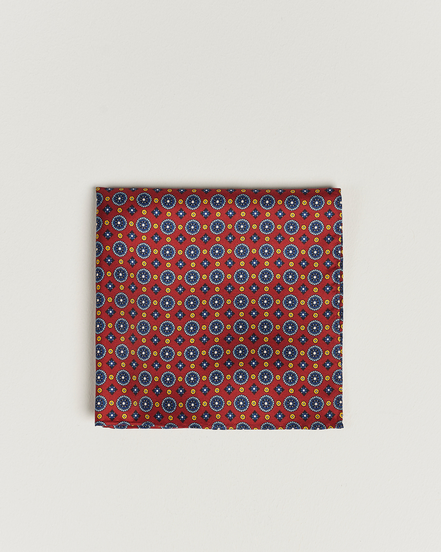 Hombres | Pañuelos de bolsillo | Amanda Christensen | Medallion Silk Pocket Square Wine Red