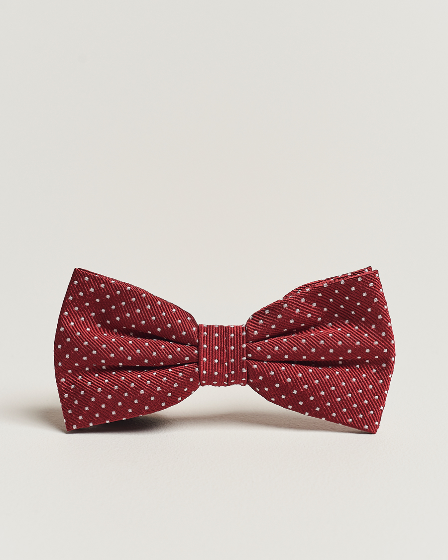 Hombres | Amanda Christensen Micro Dot Pre Tie Silk Wine Red | Amanda Christensen | Micro Dot Pre Tie Silk Wine Red